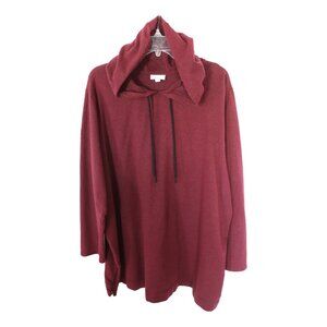 J.Jill FIT pullover tunic sweatshirt with drawstring hood, dark red, 4X